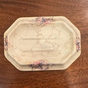 Athena Cream and Pink Floral Soap Dish